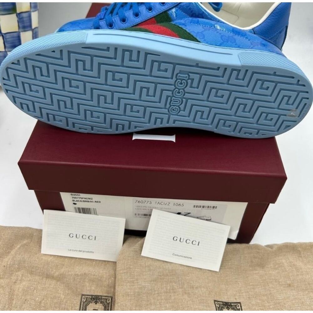 Men's Gucci ace crystal canvas low top sneakers size 7 fits 7.5US made in Italy - Picture 12 of 13